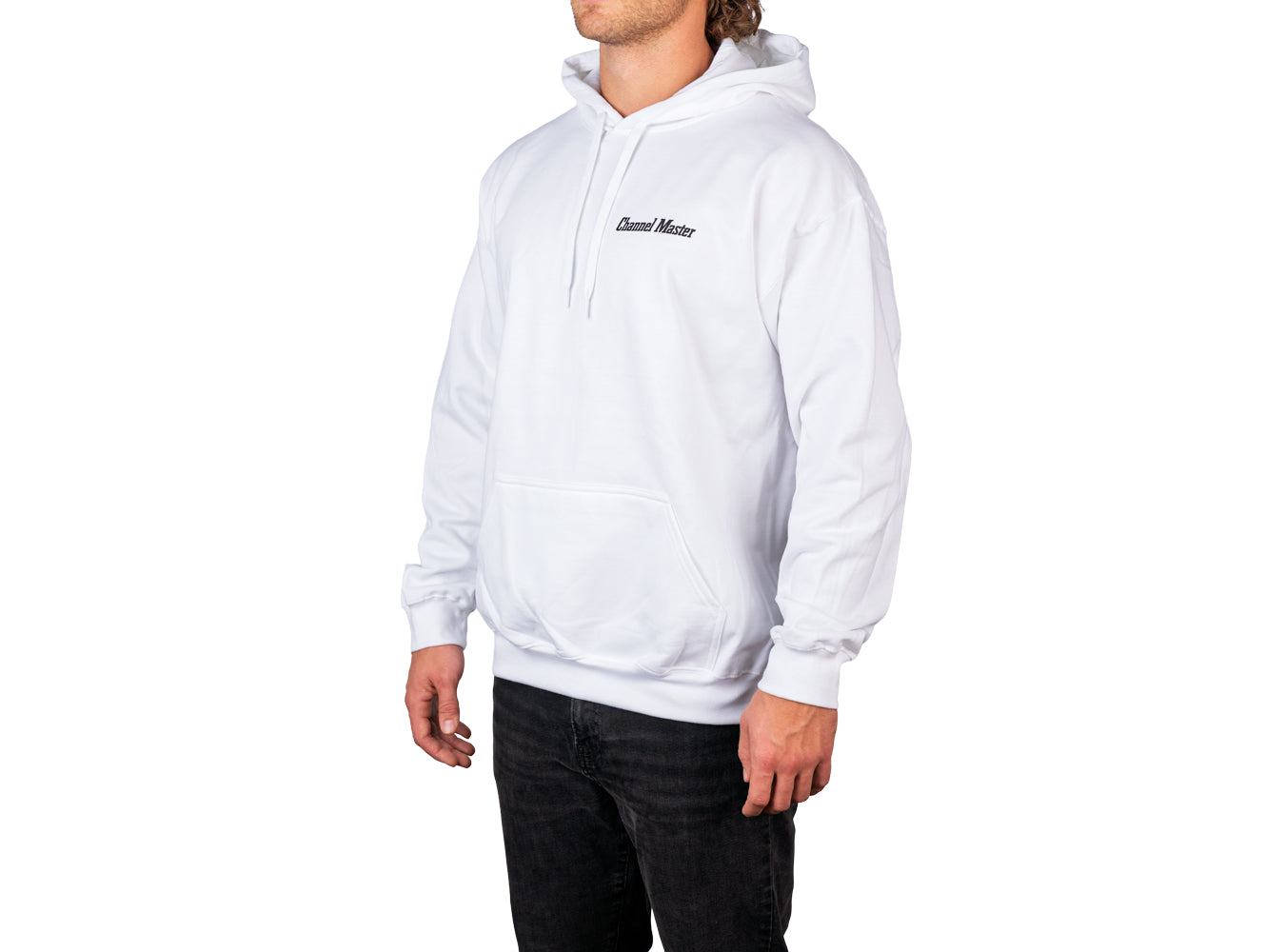 Channel Master White Hoodie (Black Logo)