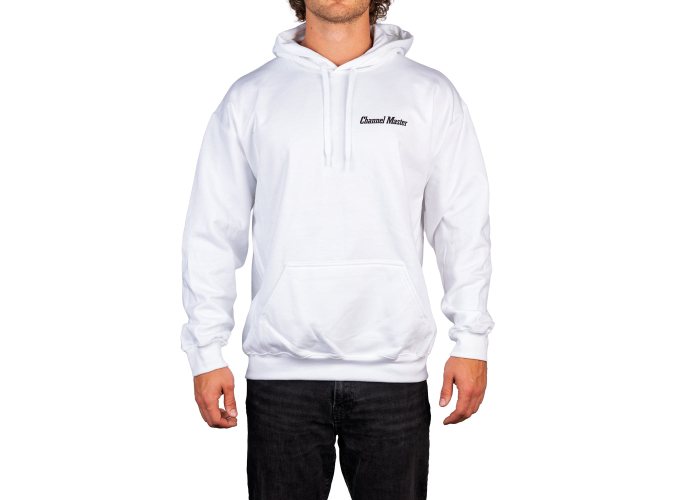 Channel Master White Hoodie (Black Logo)