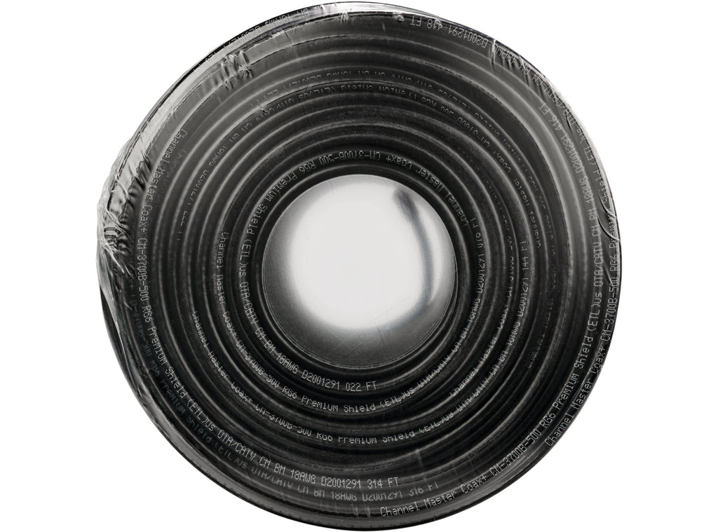 Channel Master Coax+ 500' Black Coaxial Cable (Professional-Grade) Bottom, Part Number: CM-3700B