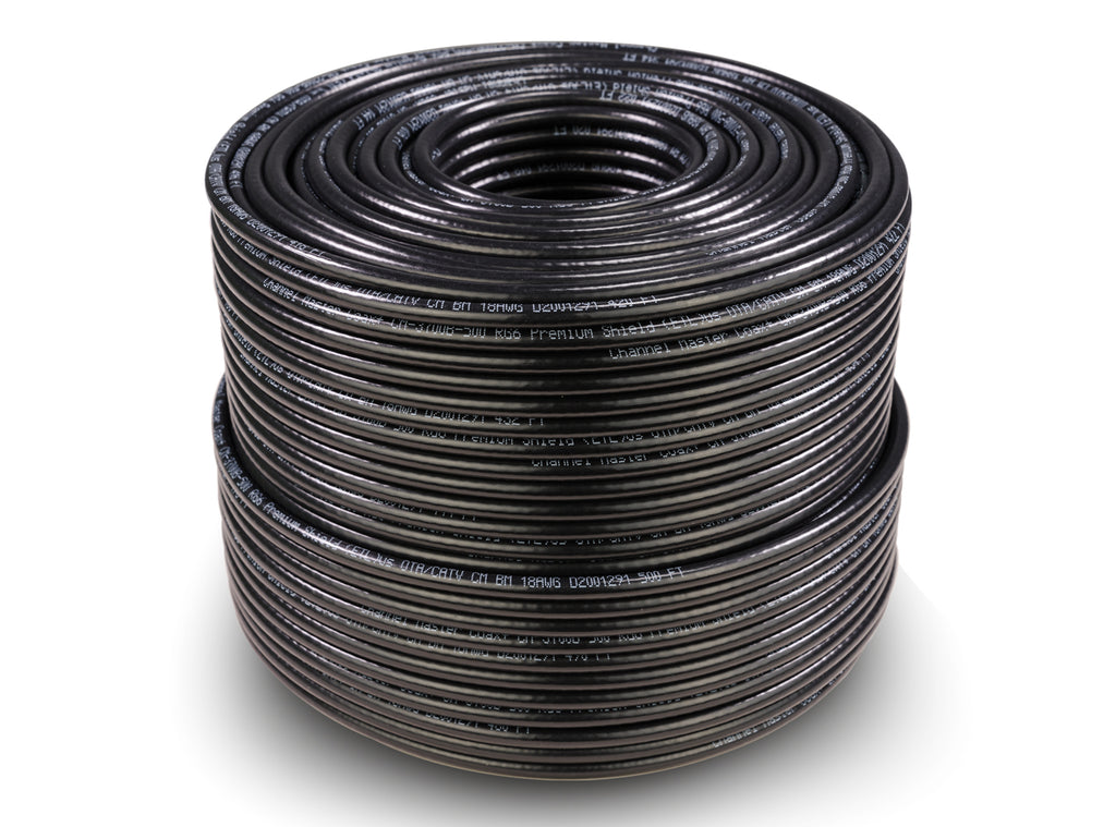 Channel Master Coax+ 500' Black Coaxial Cable (Professional-Grade), Part Number: CM-3700B