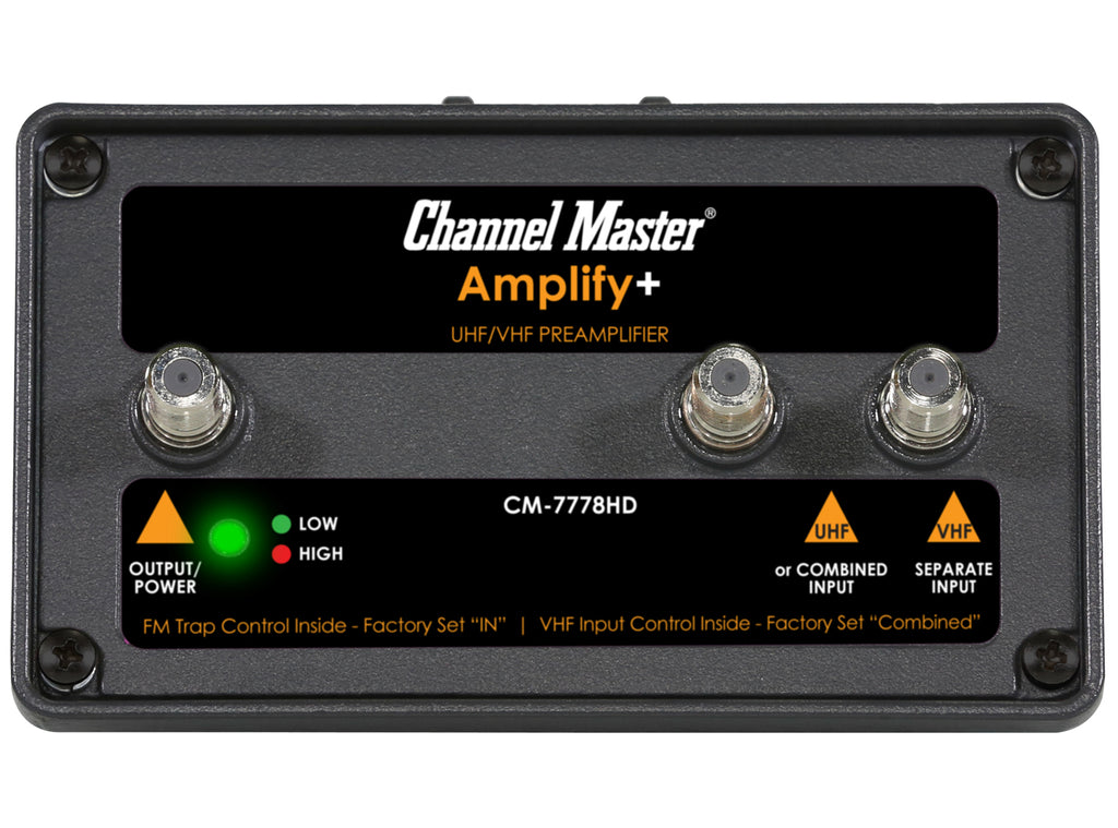 Channel Master Amplify+ Adjustable Gain Preamplifier for Professionals, Part Number: CM-7778HD