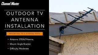 Outdoor Antenna Installation on the Sloping Eave of a Roof