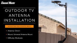 Outdoor Antenna Installation on a Block Wall