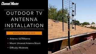 Outdoor Antenna Installation on the Eave of a Roof