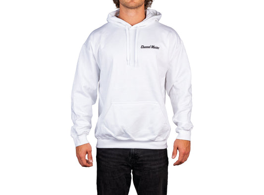 Channel Master White Hoodie (Black Logo)